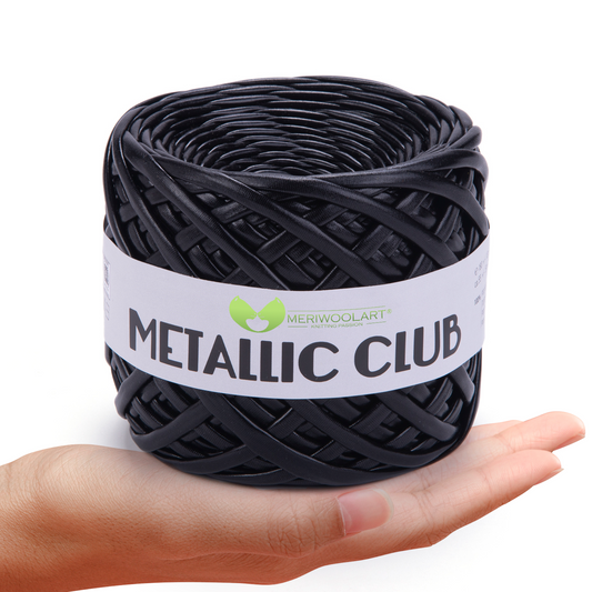 METALLIC Black T-Shirt Yarn 8mm x 55m