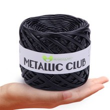 Cargar imagen en el visor de la Galería, METALLIC Black T-Shirt Yarn 8mm x 55m
