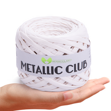 Load image into Gallery viewer, METALLIC White T-Shirt Yarn 8mm x 55m
