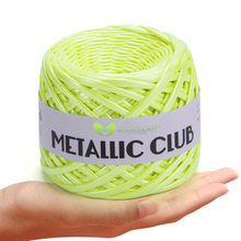 Load image into Gallery viewer, METALLIC Neon Green T-Shirt Yarn 8mm x 55m
