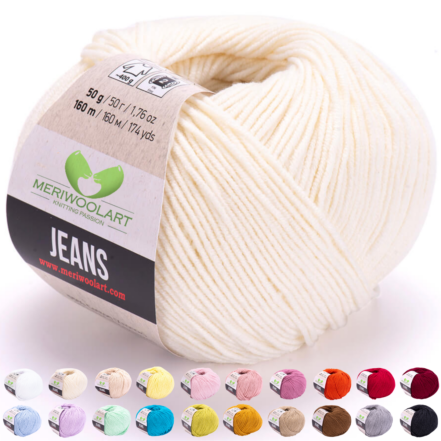 JEANS Natural Cotton YARN 50g 160m