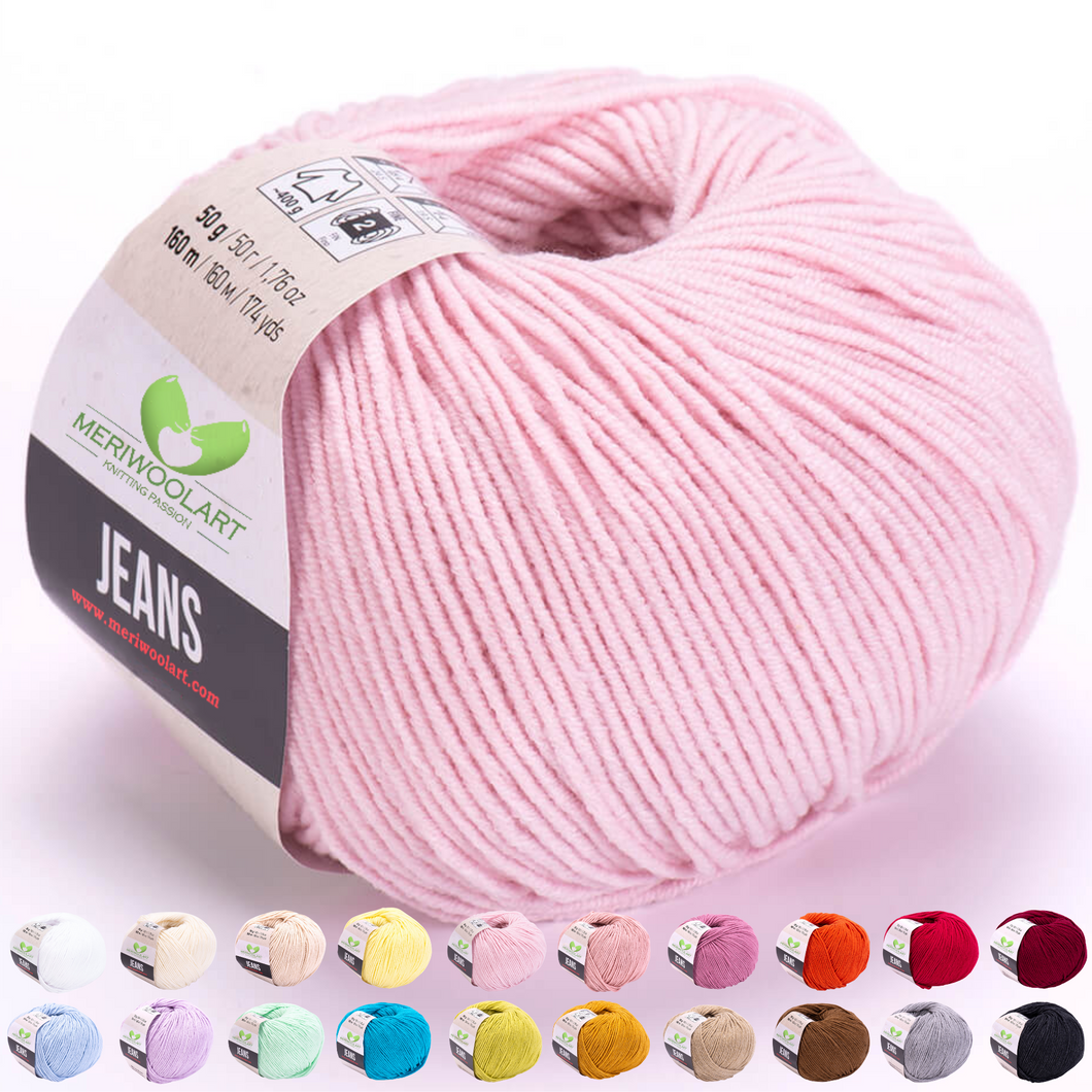 JEANS Fil de coton rose pâle 50g 160m