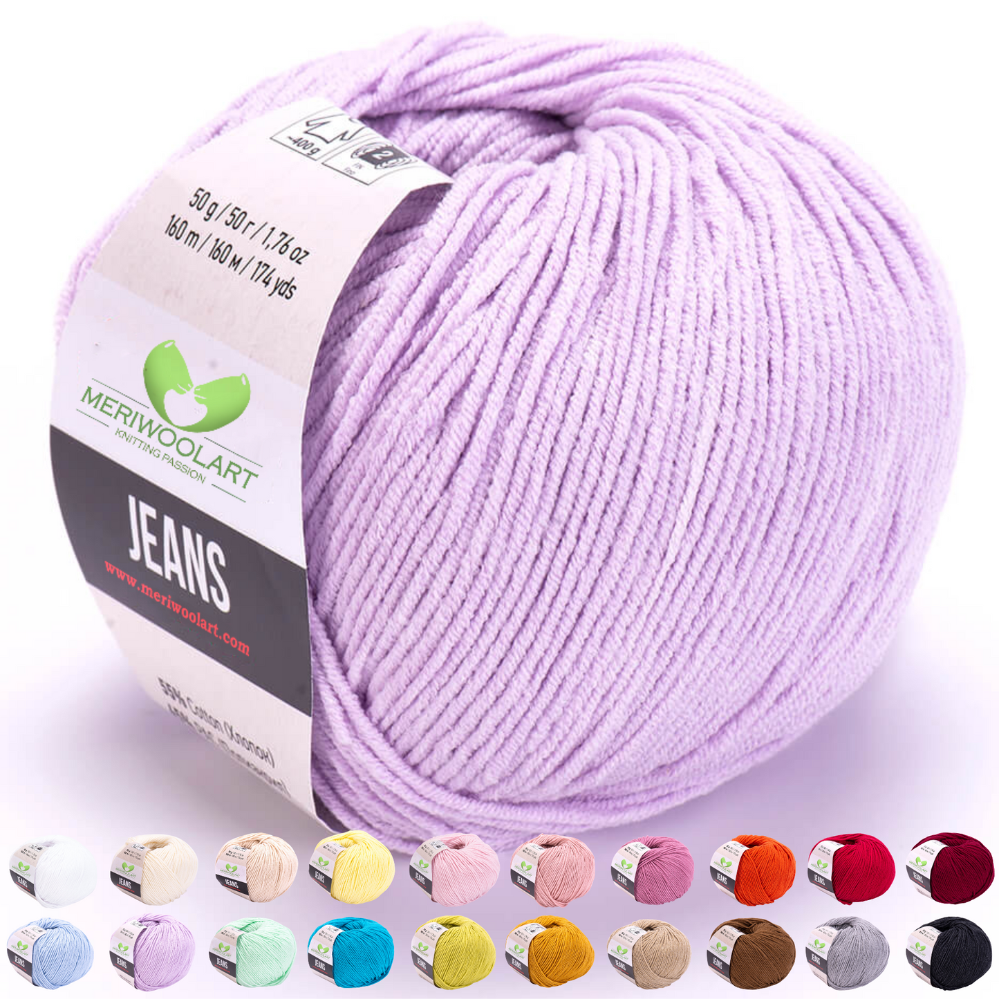 JEANS Filato di cotone lavanda 50g 160m