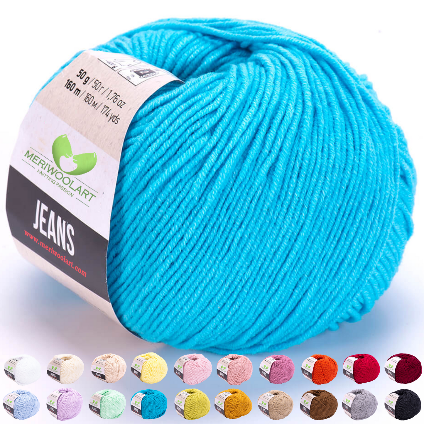 JEANS Turquoise Cotton YARN 50g 160m