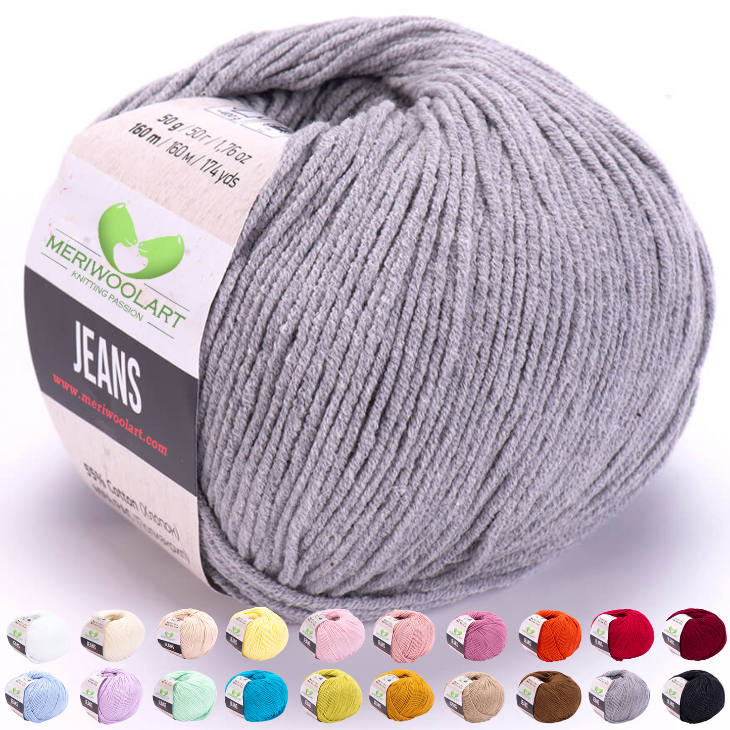 JEANS Dark Gray Cotton YARN 50g 160m