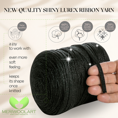 Black Cotton Ribbon Lurex 10mm 125m