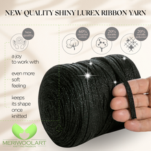 Load image into Gallery viewer, Black Cotton Ribbon Lurex 10mm 125m
