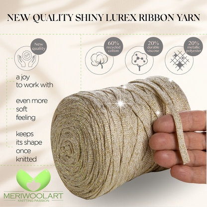 Sand Cotton Ribbon Lurex 10mm 125m