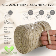 Load image into Gallery viewer, Sand Cotton Ribbon Lurex 10mm 125m
