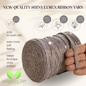 Light Grey Cotton Ribbon Lurex 10mm 125m