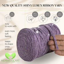 Load image into Gallery viewer, Lavanda Cotton Ribbon Lurex 10mm 125m

