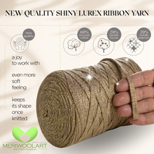 Load image into Gallery viewer, Camel Cotton Ribbon Lurex 10mm 125m
