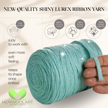 Load image into Gallery viewer, Aqua Cotton Ribbon Lurex 10mm 125m

