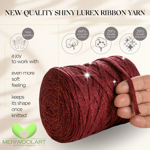 Burgundy Cotton Ribbon Lurex 10mm 125m