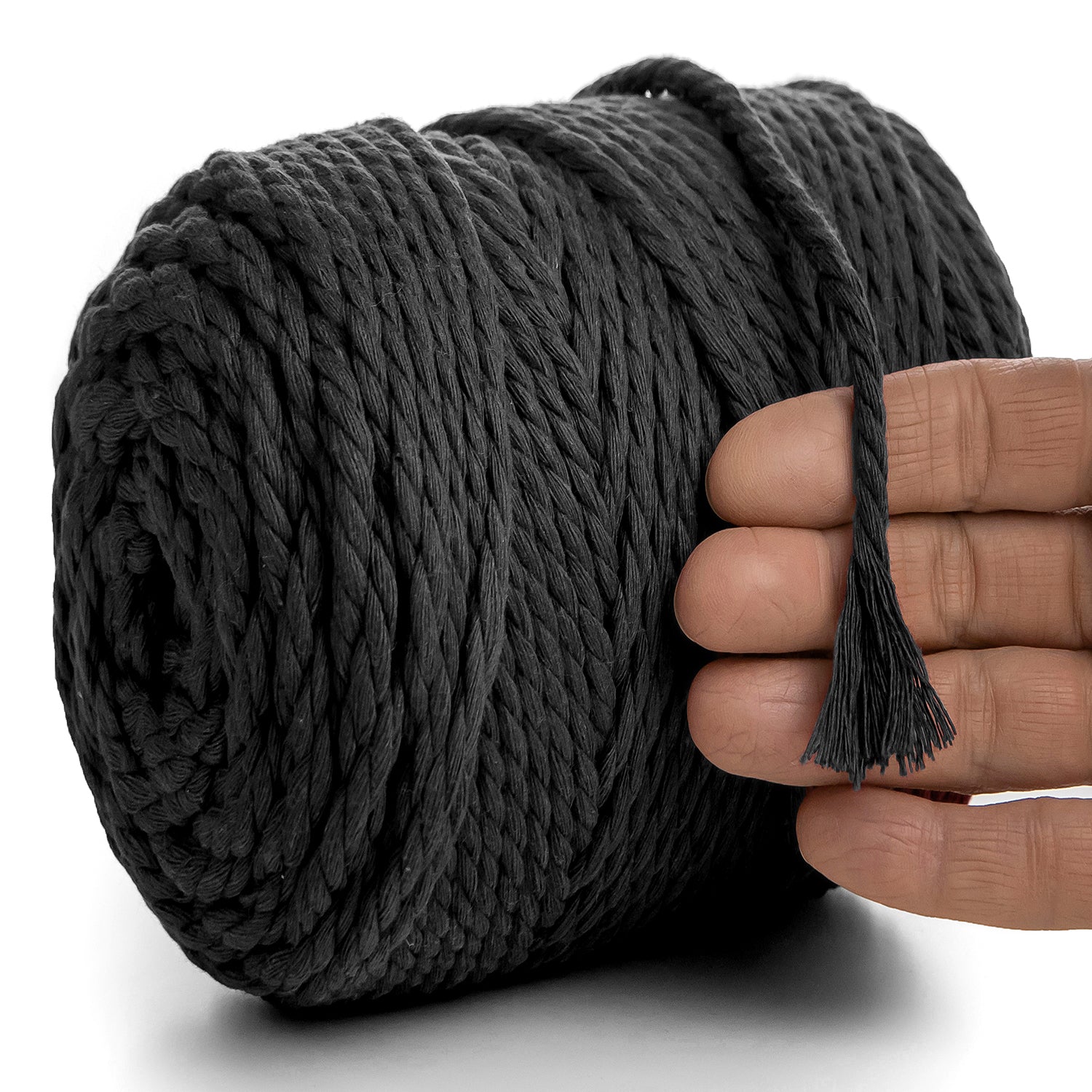 BLACK MACRAMÉ ROPE 6 MM, 100 M – MeriWoolArt