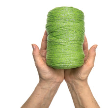 Load image into Gallery viewer, Light Green Cotton Ribbon Lurex 10mm 125m
