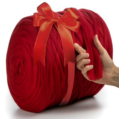 RED CHUNKY MERINO WOOL 2 CM, 23 MICRON