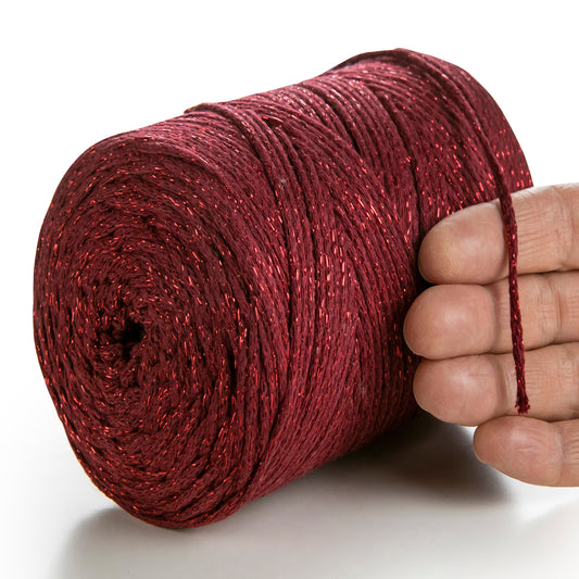 Burgundy Macramé Cotton Lurex 2mm 225m