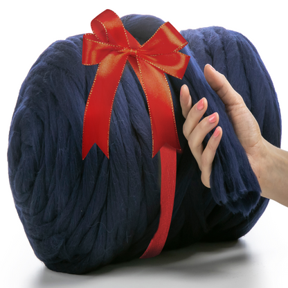 DARK BLUE SUPER CHUNKY MERINO WOOL 4-5 CM, 25 MICRONS