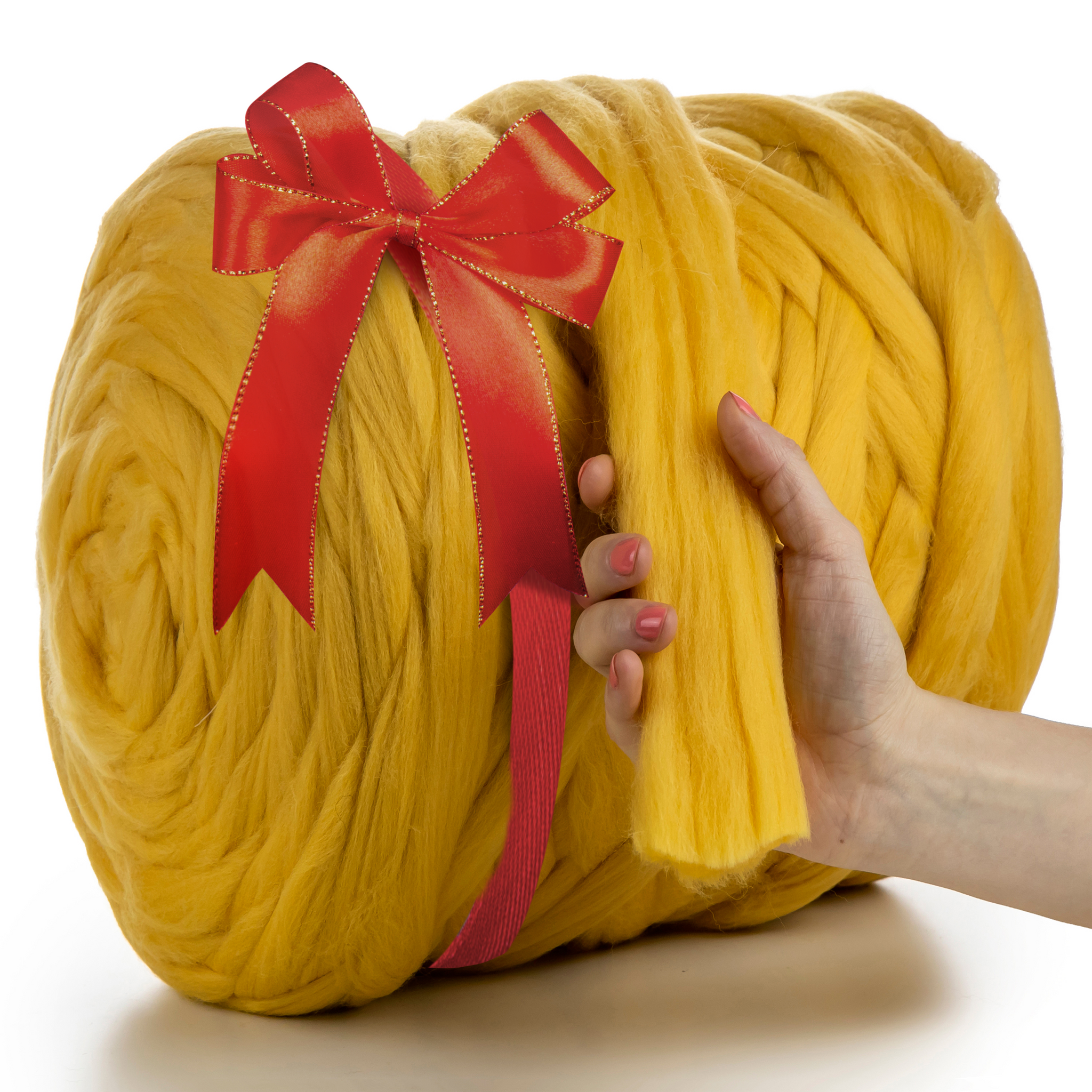 YELLOW SUPER CHUNKY MERINO WOOL 4 5 CM 25 MICRONS MeriWoolArt