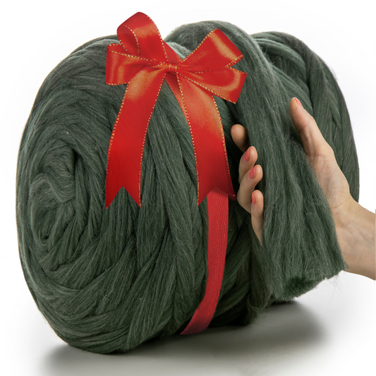 GREEN MELANGE SUPER CHUNKY MERINO WOOL 4-5 CM, 25 MICRONS