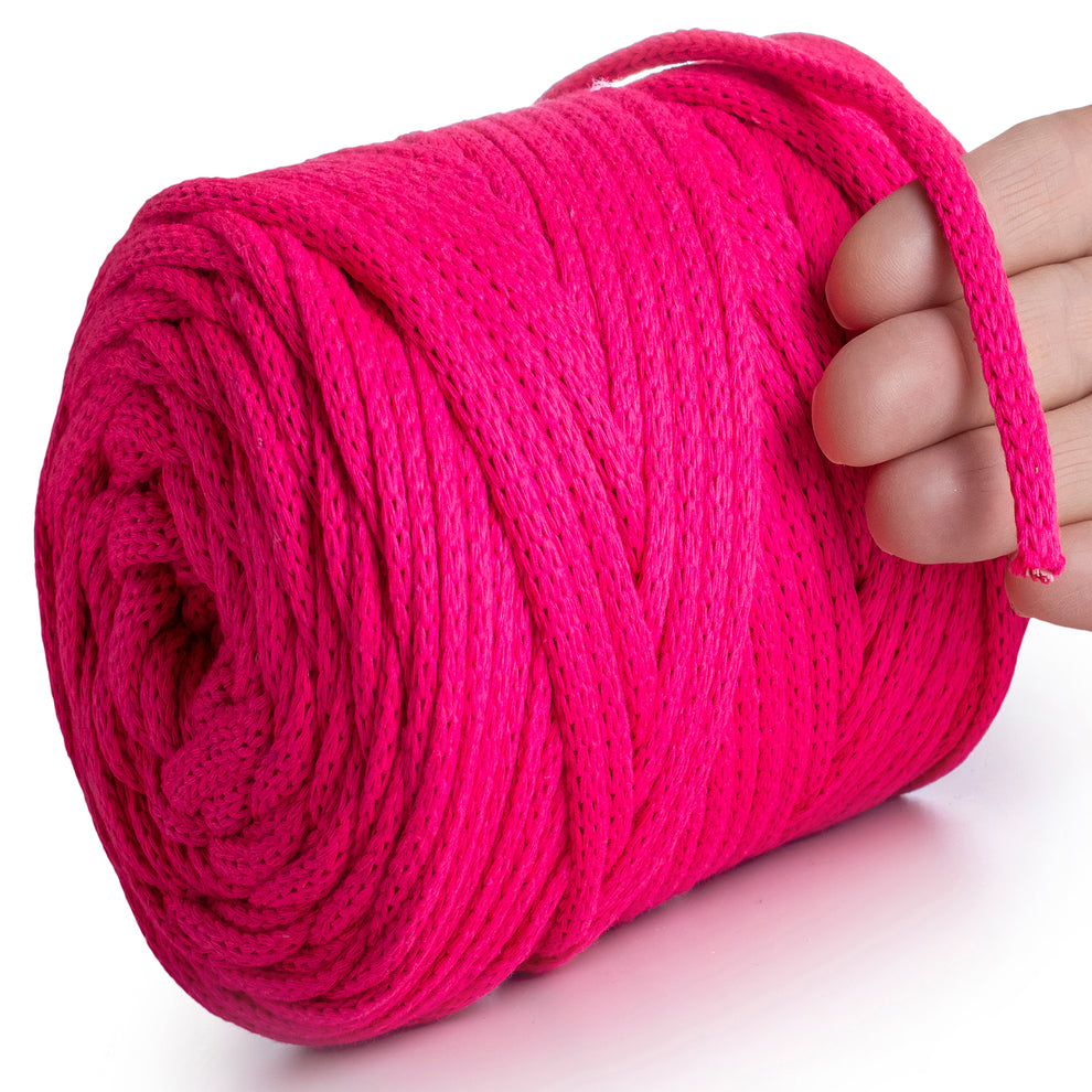 Neon Pink Macramé Cord 6mm 85m – MeriWoolArt