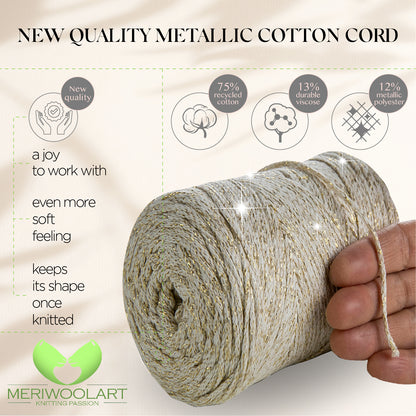 Sand Macramé Cotton Lurex 2mm 225m