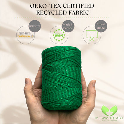 Green Macramé Cotton Lurex 2mm 225m