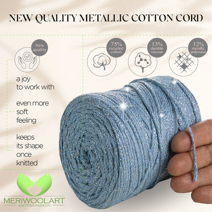 Baby Blue Macramé Cotton Lurex 2mm 225m