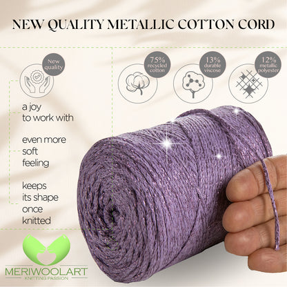 Lavanda Macrame Cotton Lurex 2mm 225m