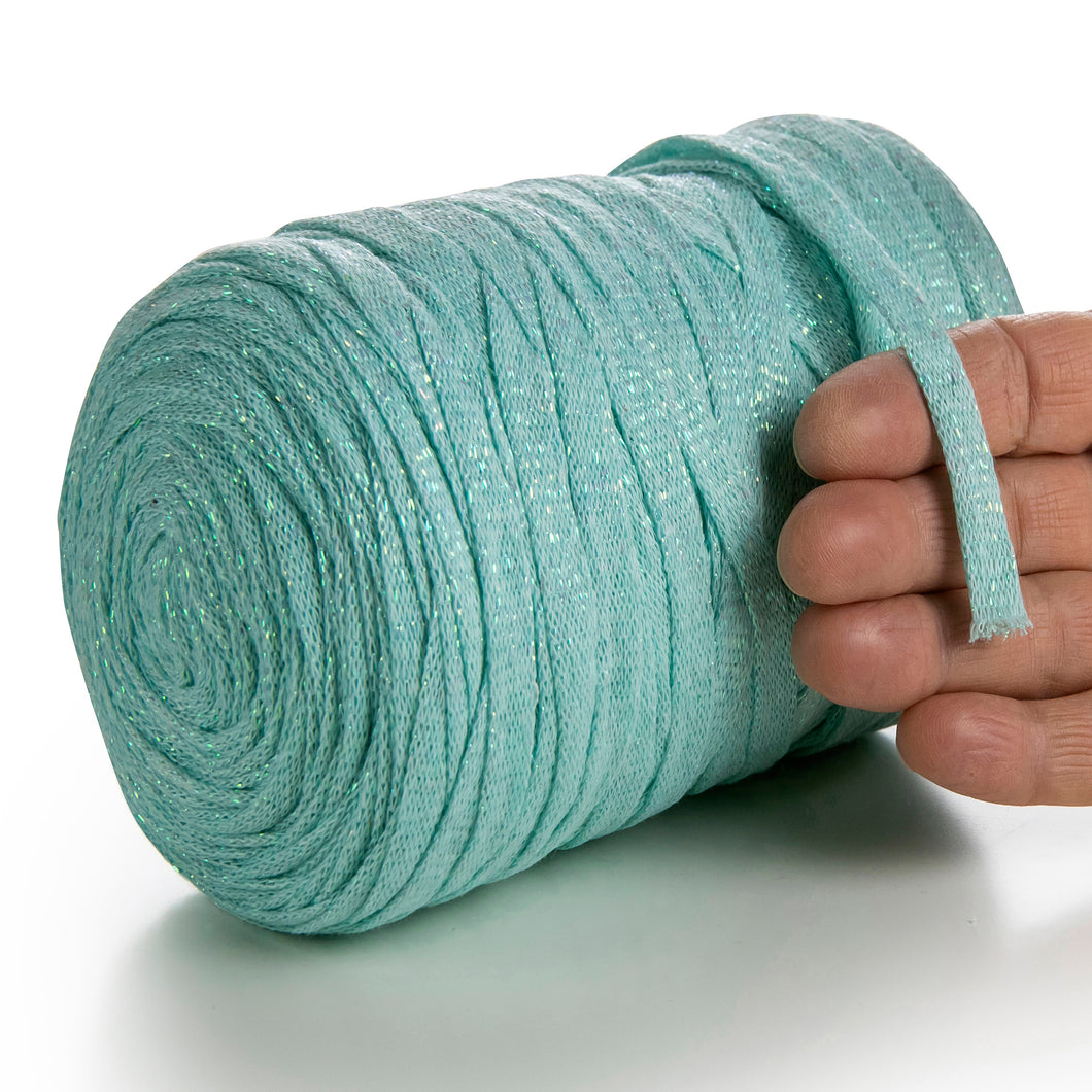 Aqua Cotton Ribbon Lurex 10mm 125m