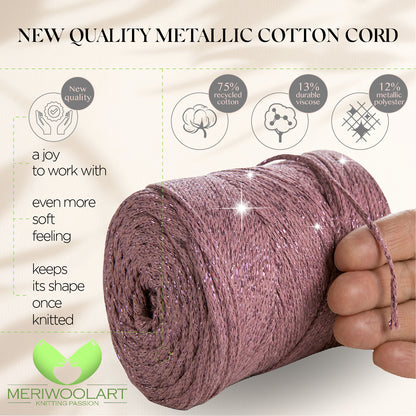 Plum Macrame Cotton Lurex 2mm 225m