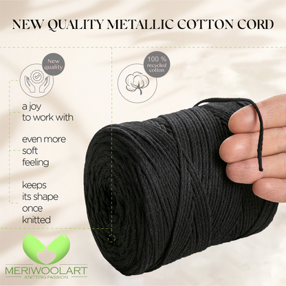 Black Macramé Cotton 2mm 250m