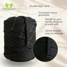 Load image into Gallery viewer, Black Macramé Cord 6mm 85m
