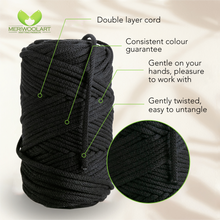 Load image into Gallery viewer, Black Macramé Cord 4mm 85m

