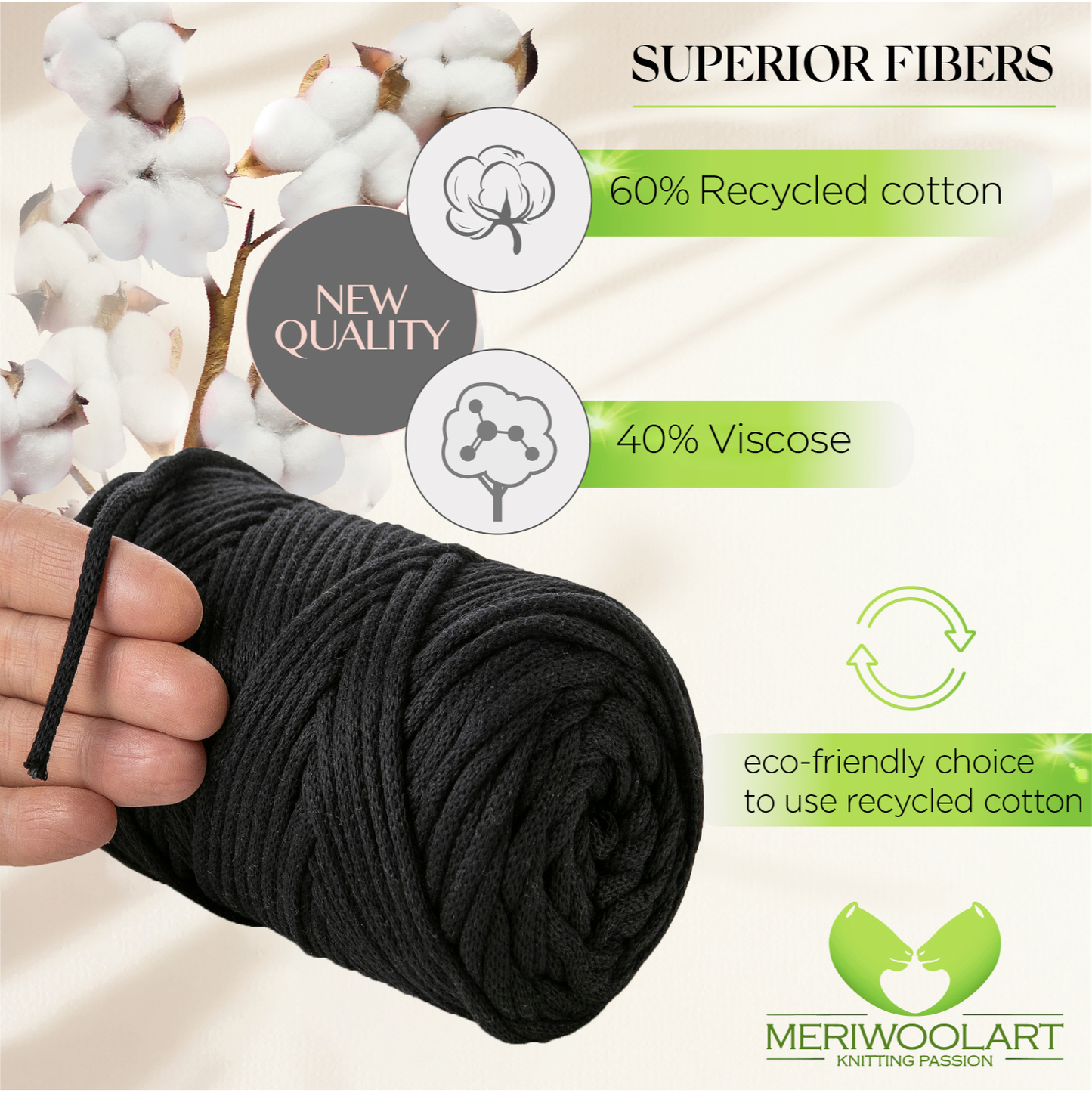 Black Macramé Cord 4mm 85m