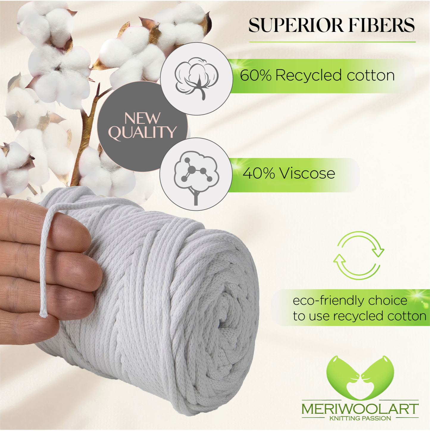 Cordoncino bianco per macramè 4 mm 85 m