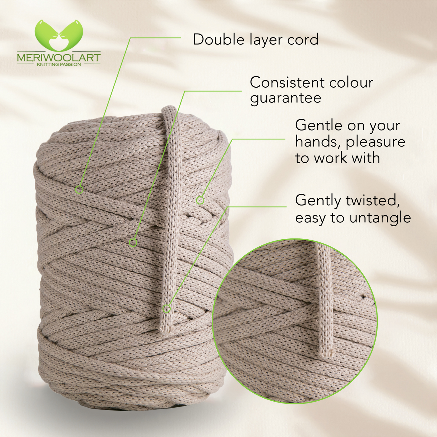 Sand Macramé Cord 6mm 85m