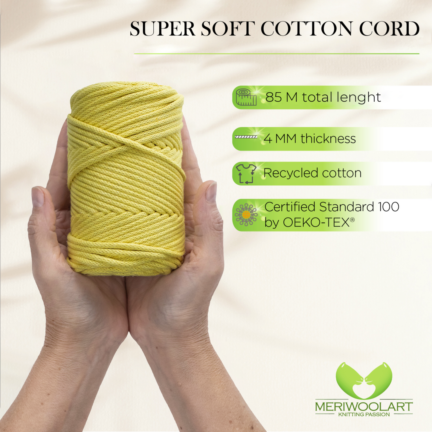 Yellow Macramé Cord 4mm 85m