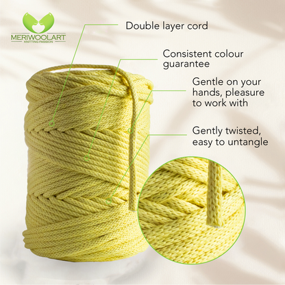 Yellow Macramé Cord 4mm 85m