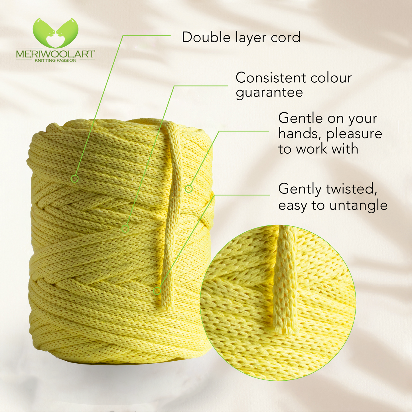 Yellow Macramé Cord 6mm 85m