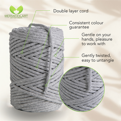 Light Gray Macramé Cord 4mm 85m