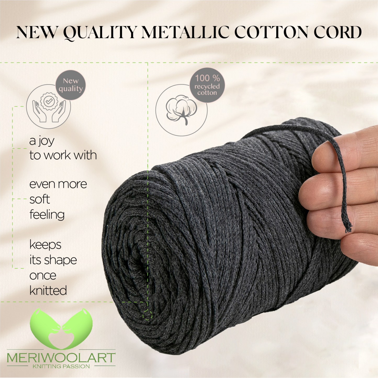 Graphite Macramé Cotton 2mm 250m