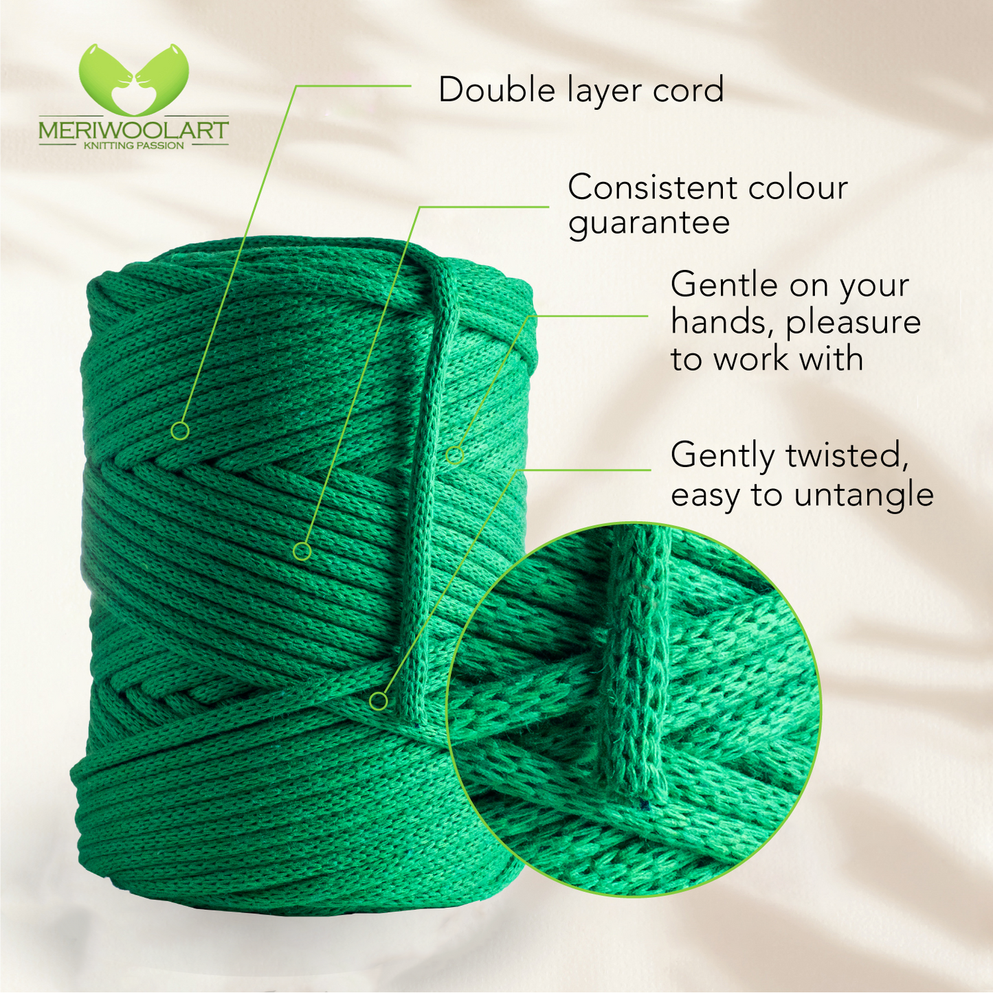 Cordon macramé vert 4mm 85m