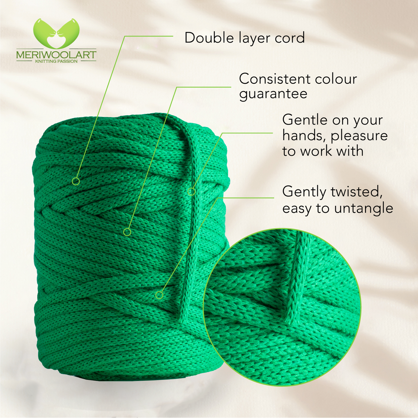 Cordon macramé vert 6mm 85m