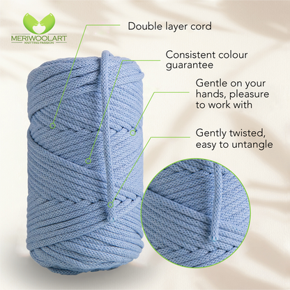 Baby Blue Macramé Cord 4mm 85m