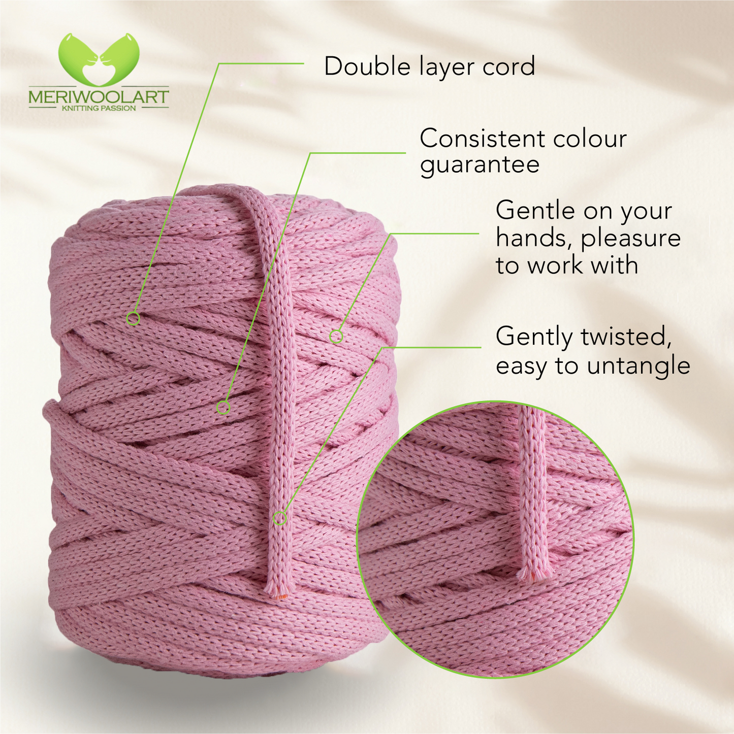 Pink Macramé Cord 6mm 85m