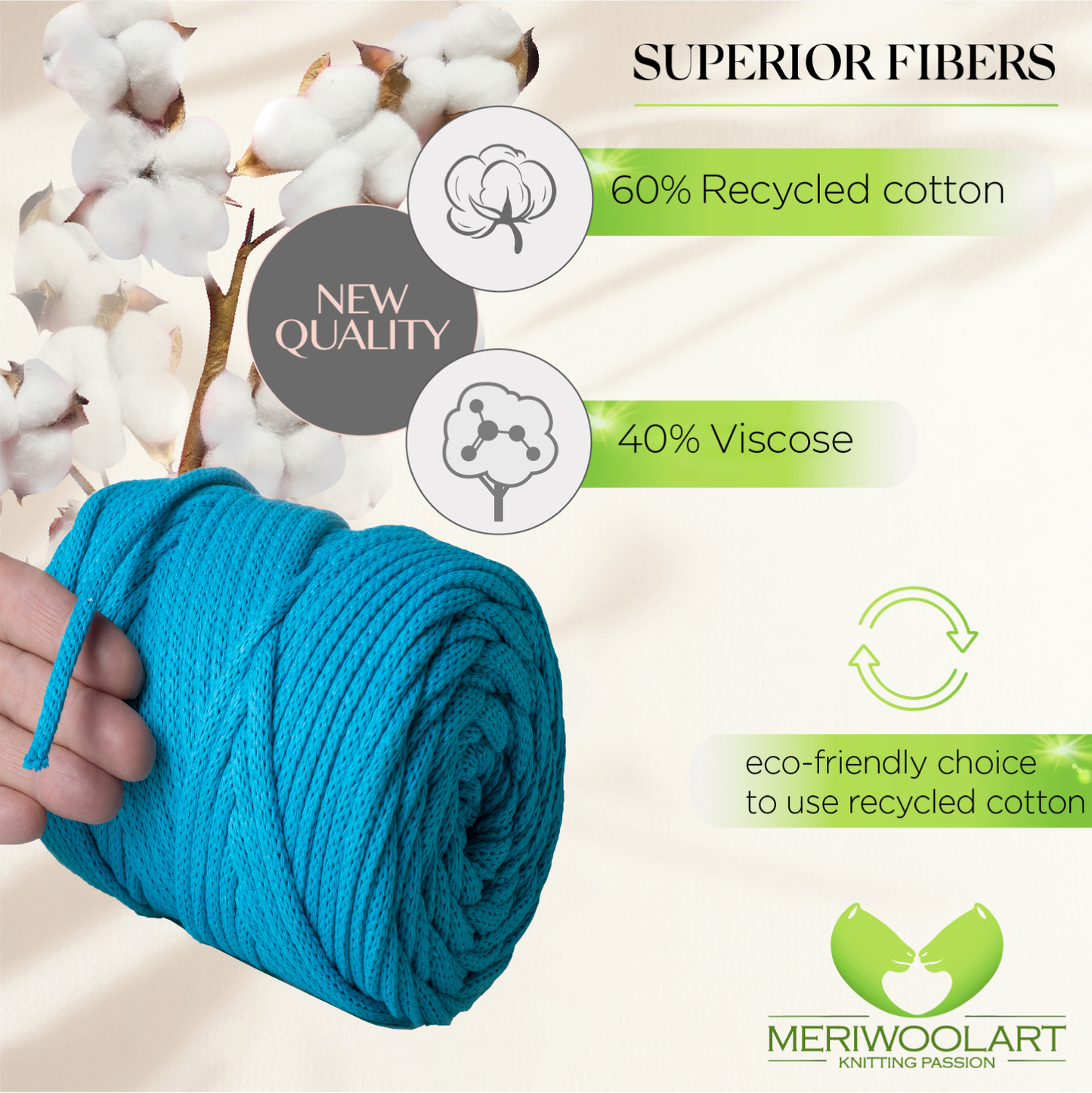 Turquoise Blue Macramé Cord 6mm 85m