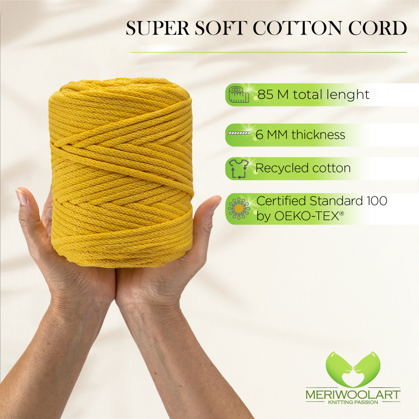 Tabacco Macramé Cord 6mm 85m