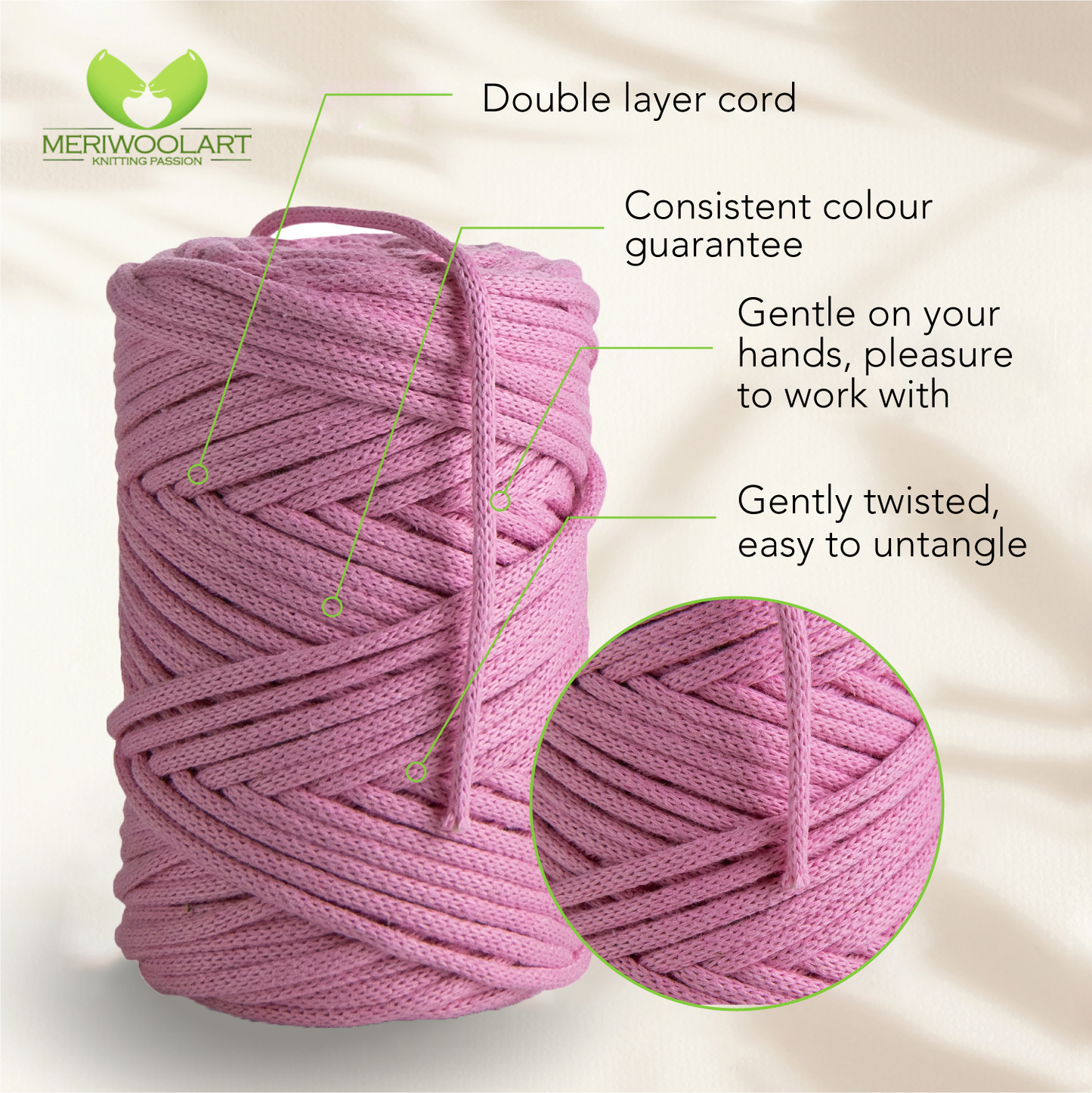 Pink Macramé Cord 4mm 85m